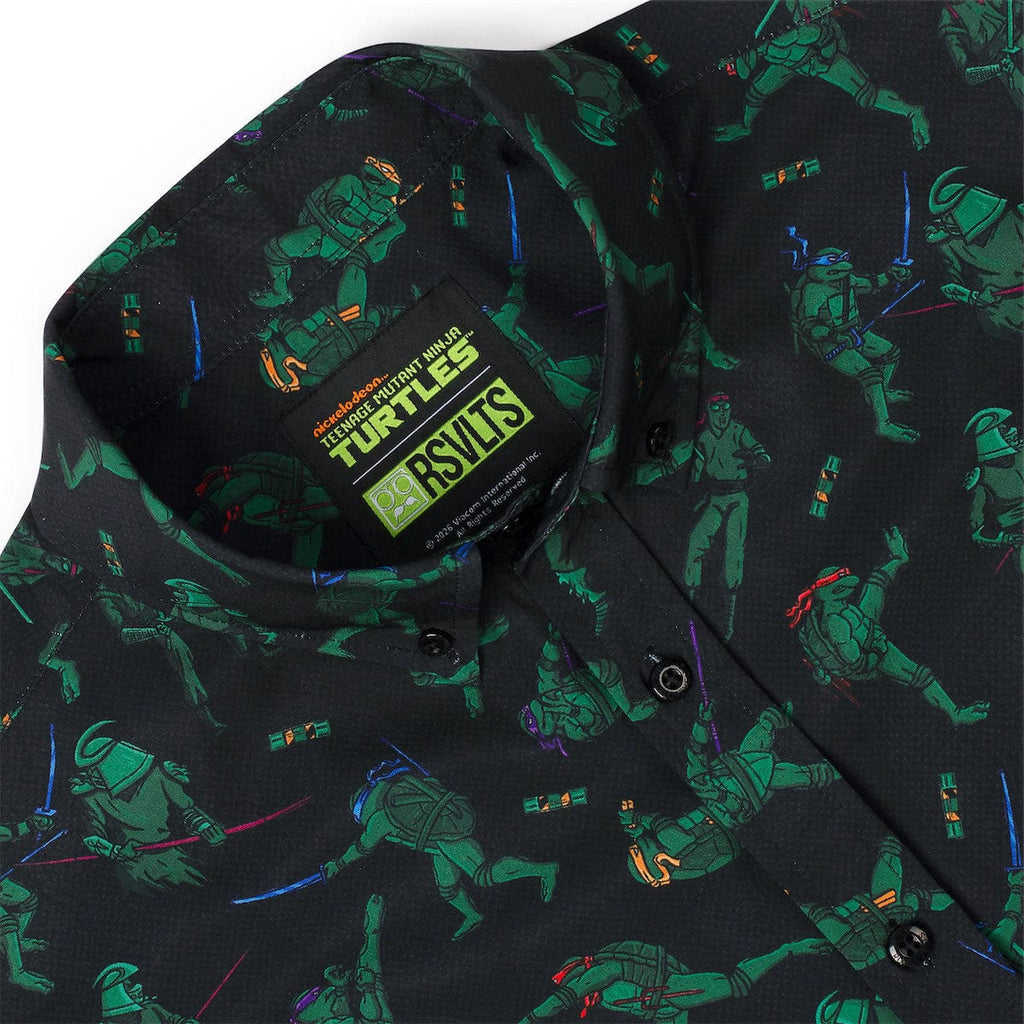 RSVLTS Showdown with The Shredder KUNUFLEX Short Sleeve Shirt in Black — detail 8