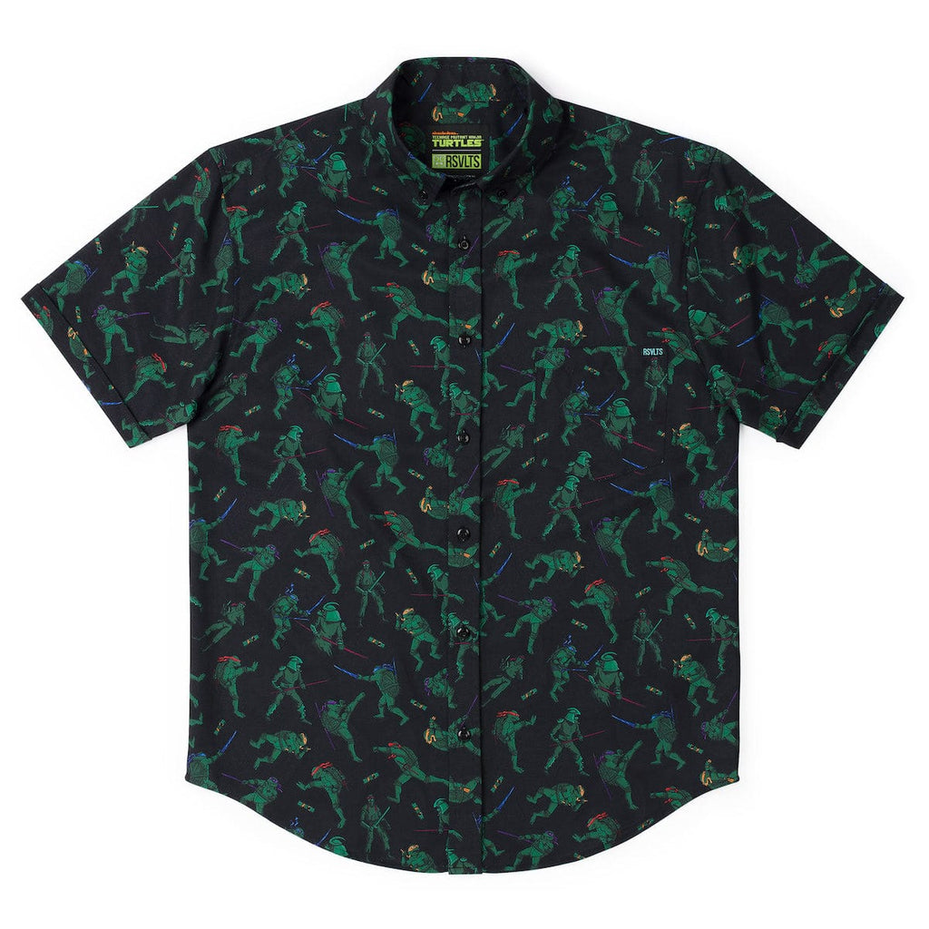 RSVLTS Showdown with The Shredder KUNUFLEX Short Sleeve Shirt in Black — detail 7