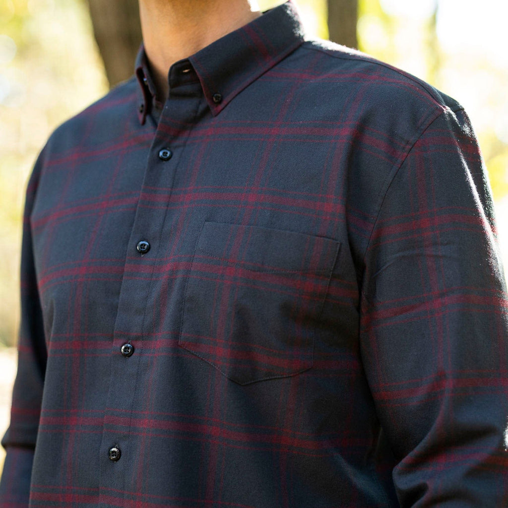 RSVLTS Flaniel Plaidcliffe BorlandFlex Long Sleeve Flannel in Blue — detail 2