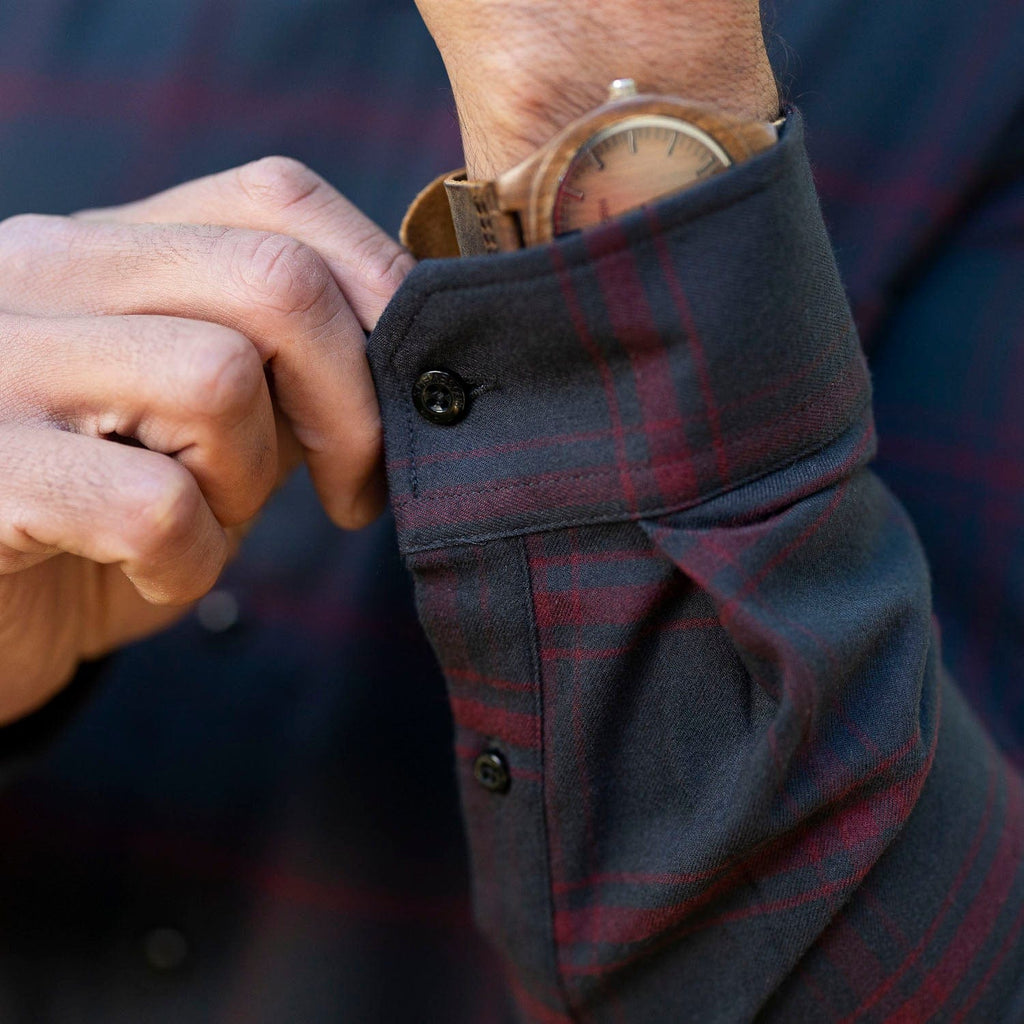 RSVLTS Flaniel Plaidcliffe BorlandFlex Long Sleeve Flannel in Blue — detail 6