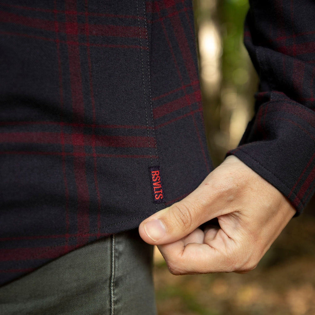 RSVLTS Flaniel Plaidcliffe BorlandFlex Long Sleeve Flannel in Blue — detail 8