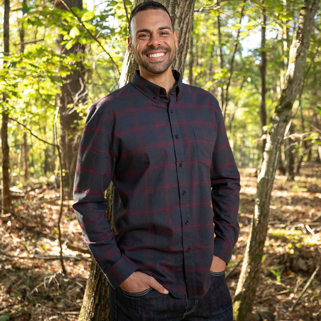 RSVLTS Flaniel Plaidcliffe BorlandFlex Long Sleeve Flannel in Blue — detail 5