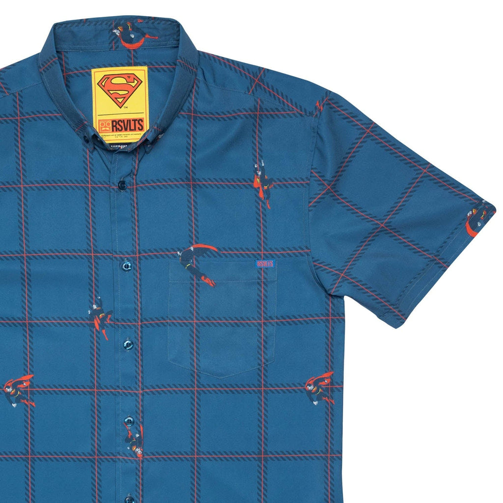 RSVLTS Heat Check KUNUFLEX Short Sleeve Shirt in Blue — front view