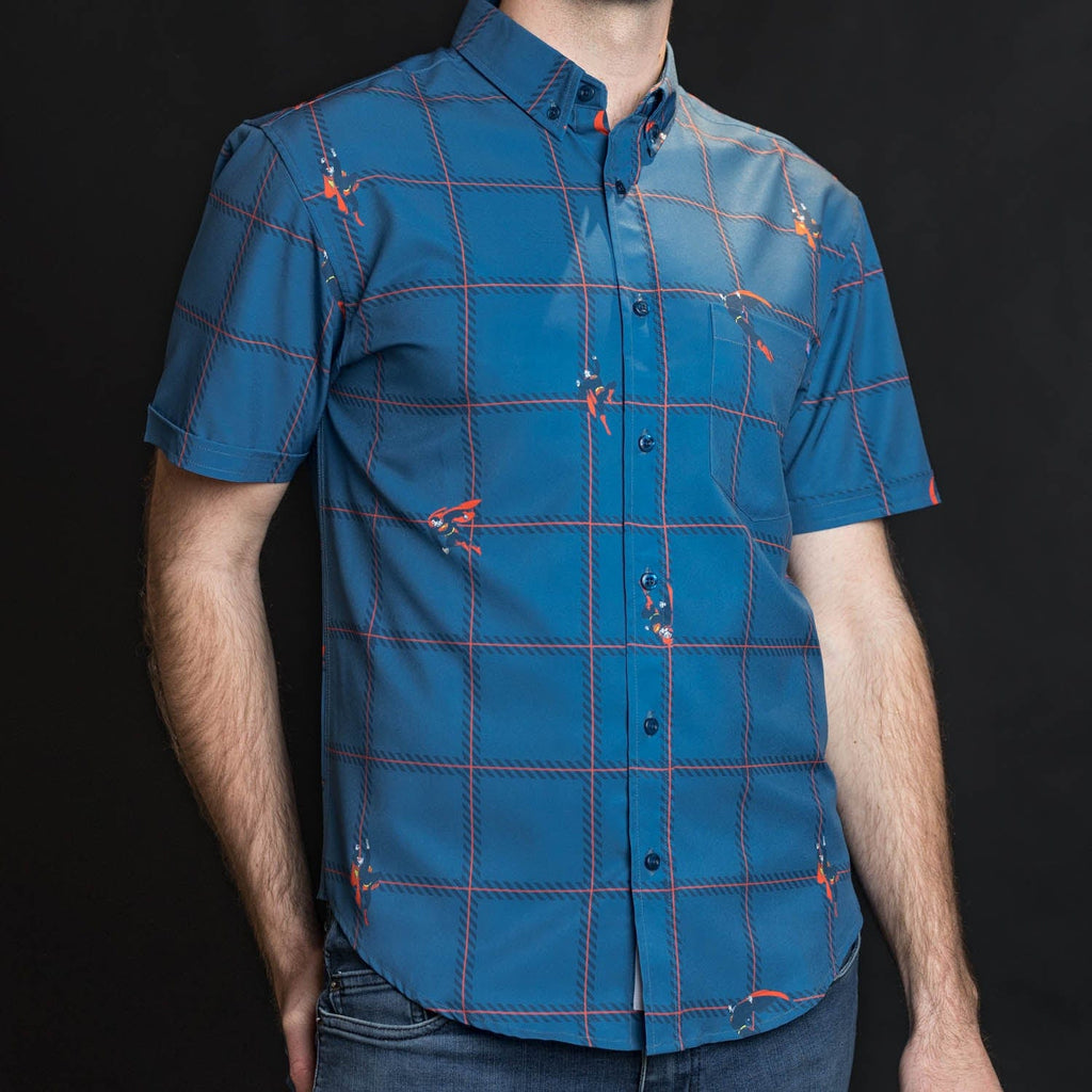 RSVLTS Heat Check KUNUFLEX Short Sleeve Shirt in Blue — detail 3