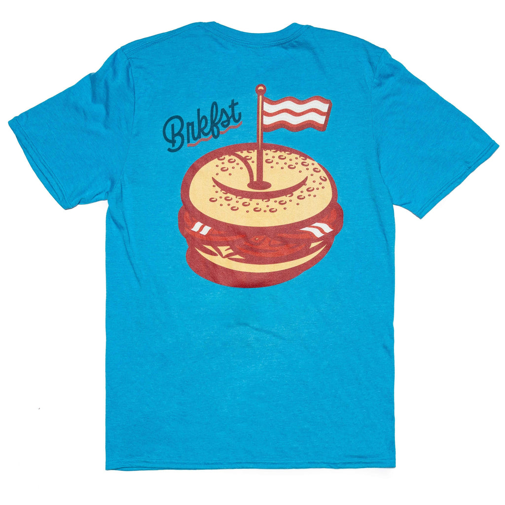 RSVLTS BRKFST Hole In One Crewneck Tee in Blue — front view