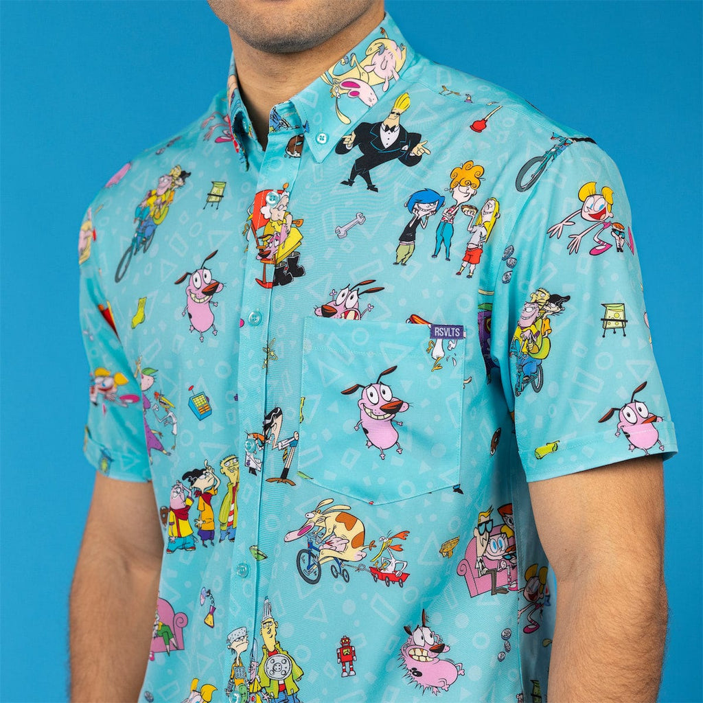 RSVLTS Friday Lineup KUNUFLEX Short Sleeve Shirt in Blue — detail 6