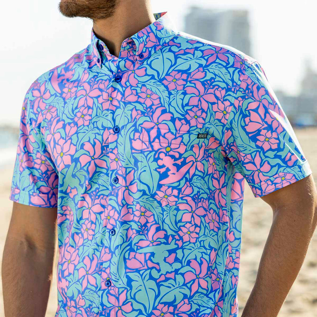 RSVLTS Mickey's Tropical Adventure KUNUFLEX Short Sleeve Shirt in Blue — detail 5