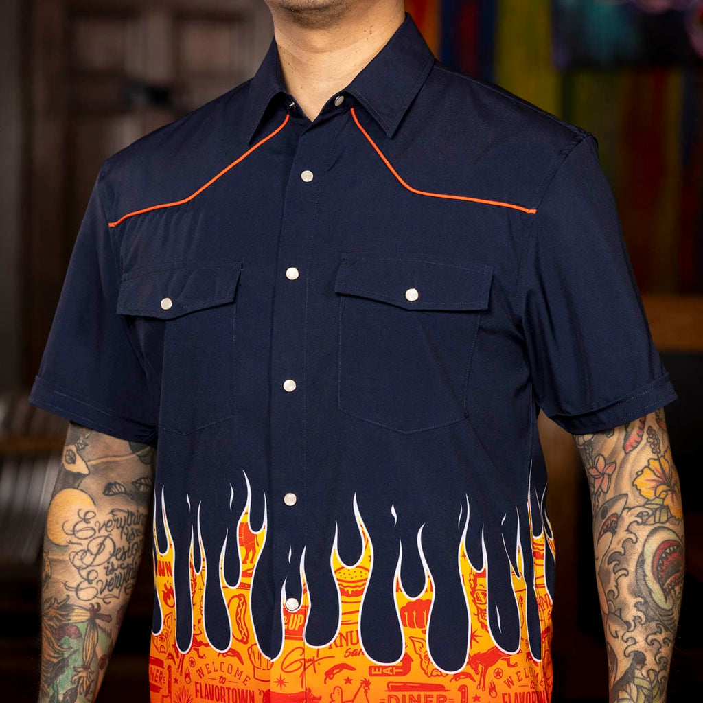 RSVLTS The Fieri Roper Short Sleeve Shirt in Black — detail 9