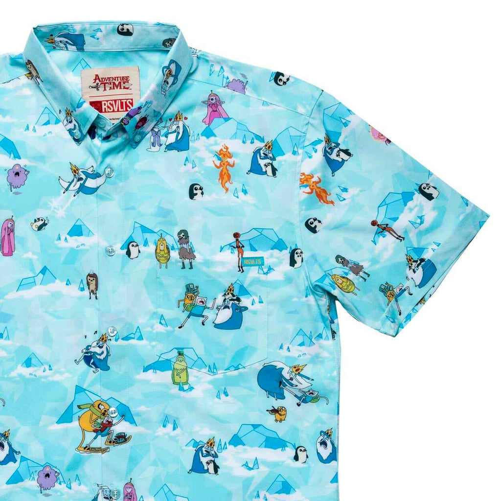 RSVLTS All Hail the Ice King KUNUFLEX Short Sleeve Shirt in Blue — front view