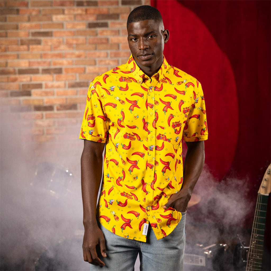 RSVLTS The Great Gonzo KUNUFLEX Short Sleeve Shirt in Red — detail 4