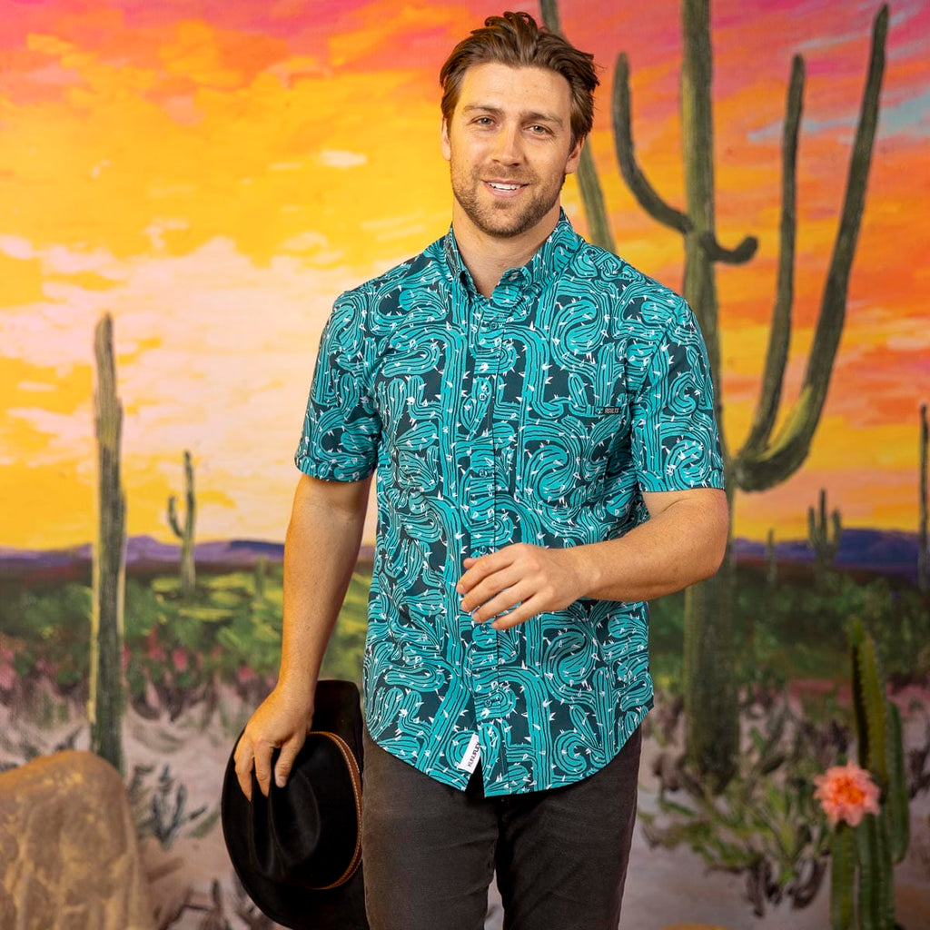 RSVLTS Prickly Situation KUNUFLEX Short Sleeve Shirt in Blue — detail 5