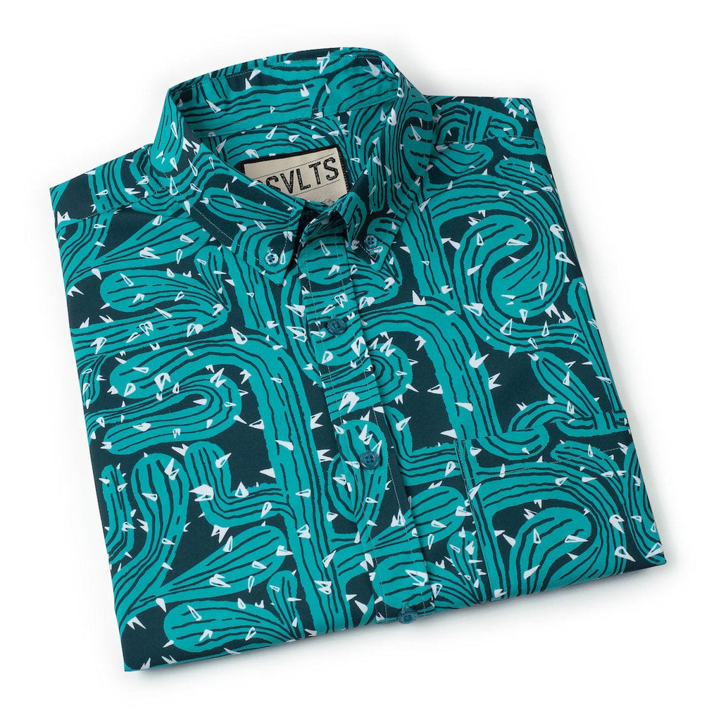 RSVLTS Prickly Situation KUNUFLEX Short Sleeve Shirt in Blue — detail 10