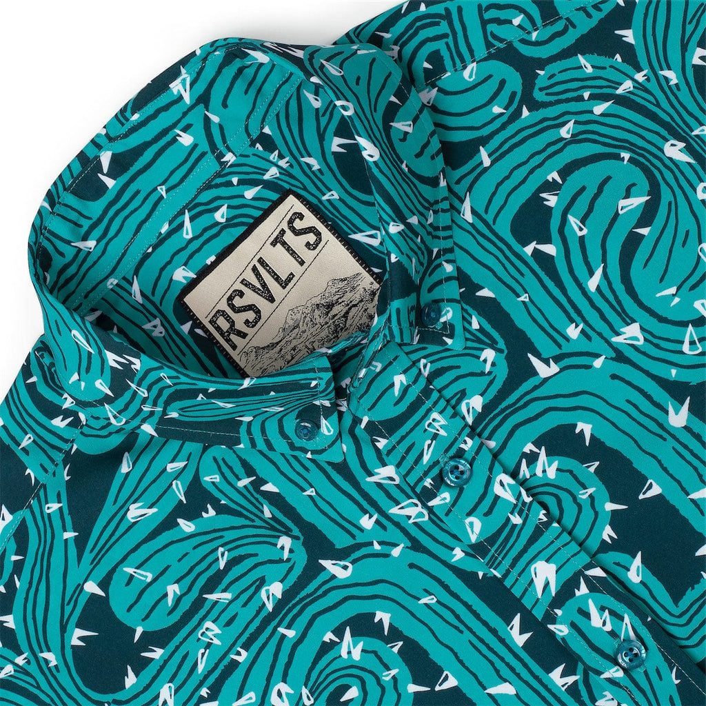 RSVLTS Prickly Situation KUNUFLEX Short Sleeve Shirt in Blue — detail 8