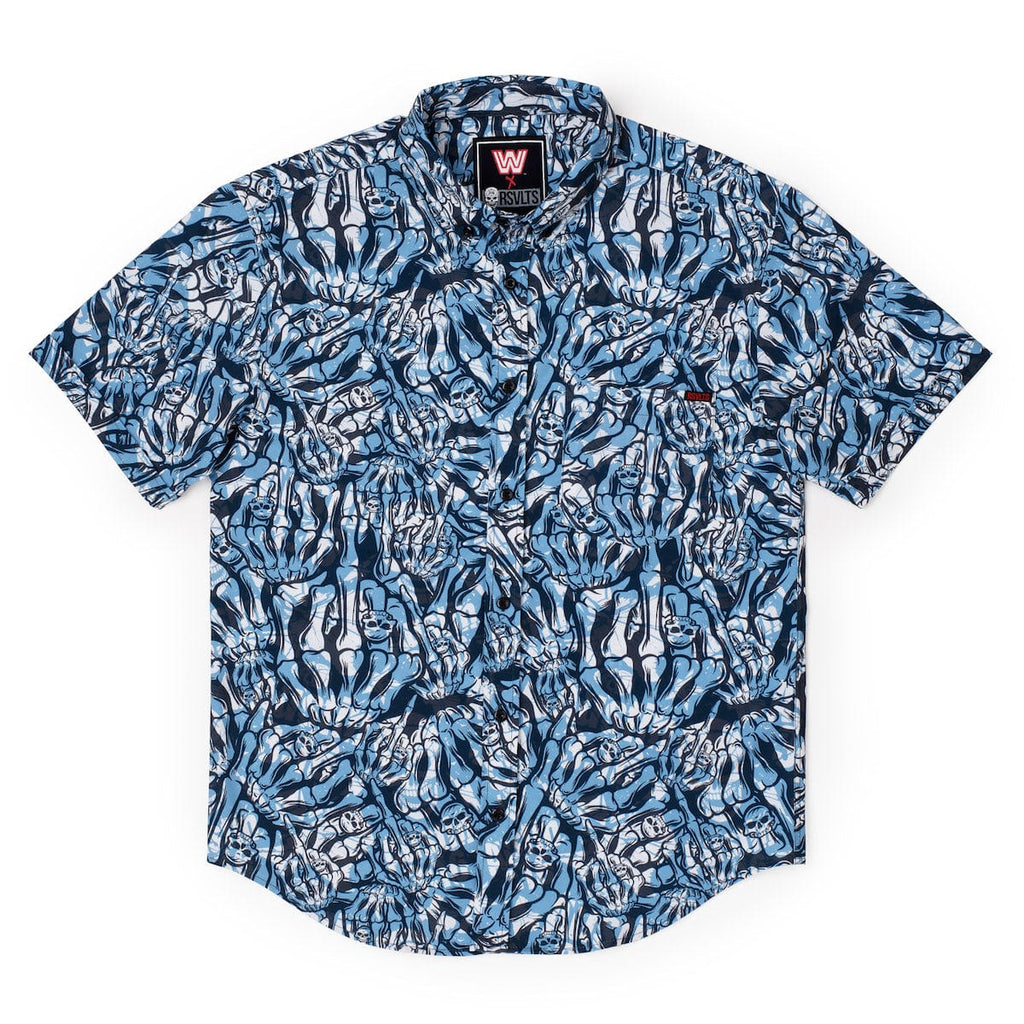 RSVLTS Stone Cold Salute KUNUFLEX Short Sleeve Shirt in Black — detail 6