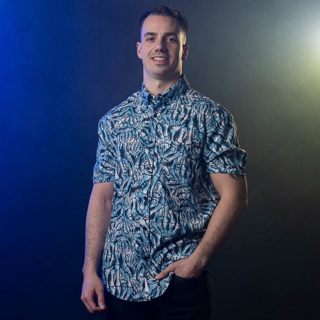 RSVLTS Stone Cold Salute KUNUFLEX Short Sleeve Shirt in Black — detail 10