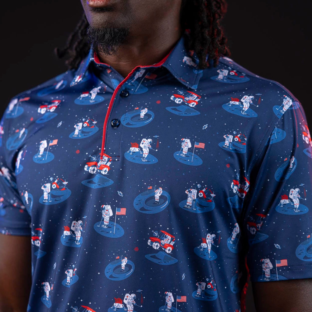 RSVLTS One Small Putt For Man All-Day Polo in Blue — front view