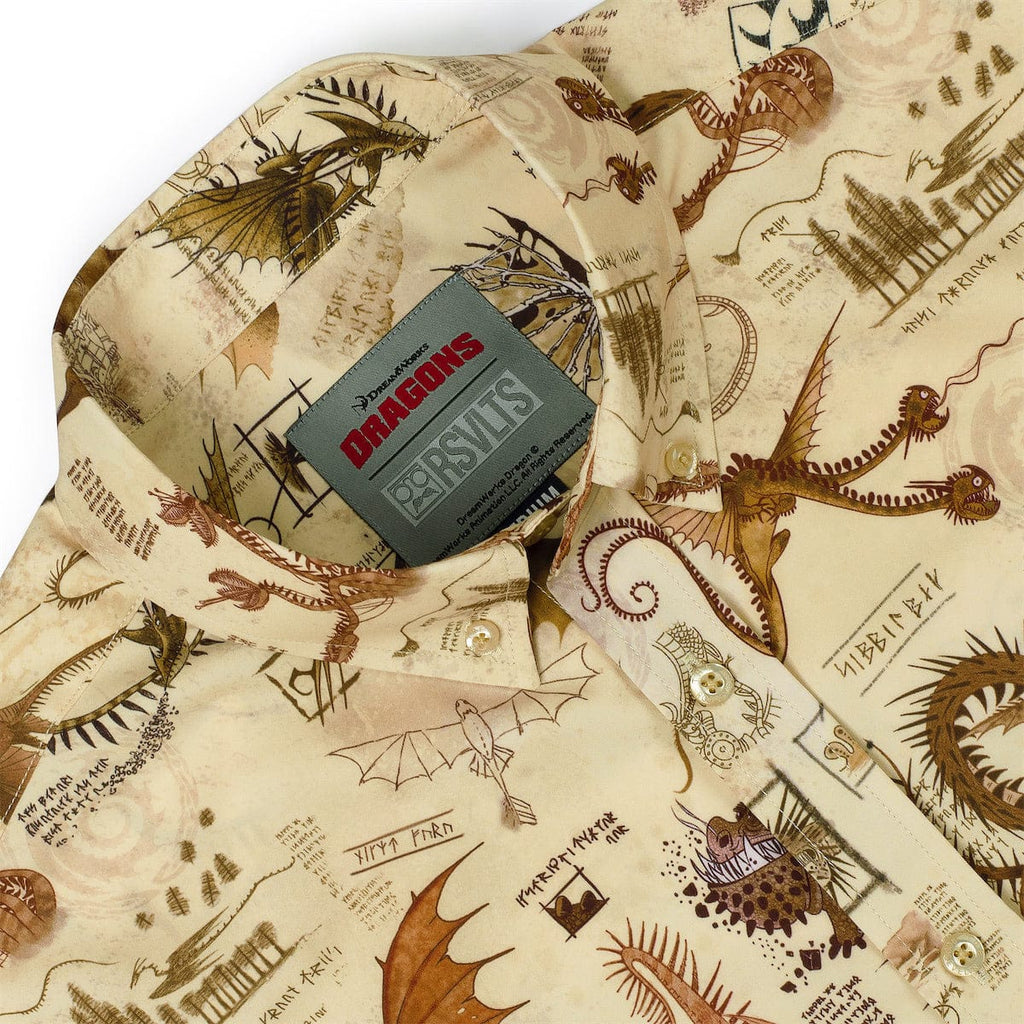 RSVLTS Book of Dragons KUNUFLEX Short Sleeve Shirt in Brown — detail 11