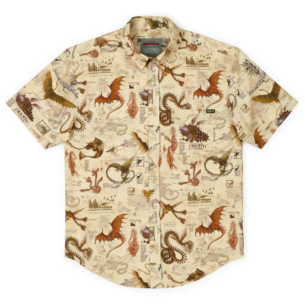 RSVLTS Book of Dragons KUNUFLEX Short Sleeve Shirt in Brown — detail 10