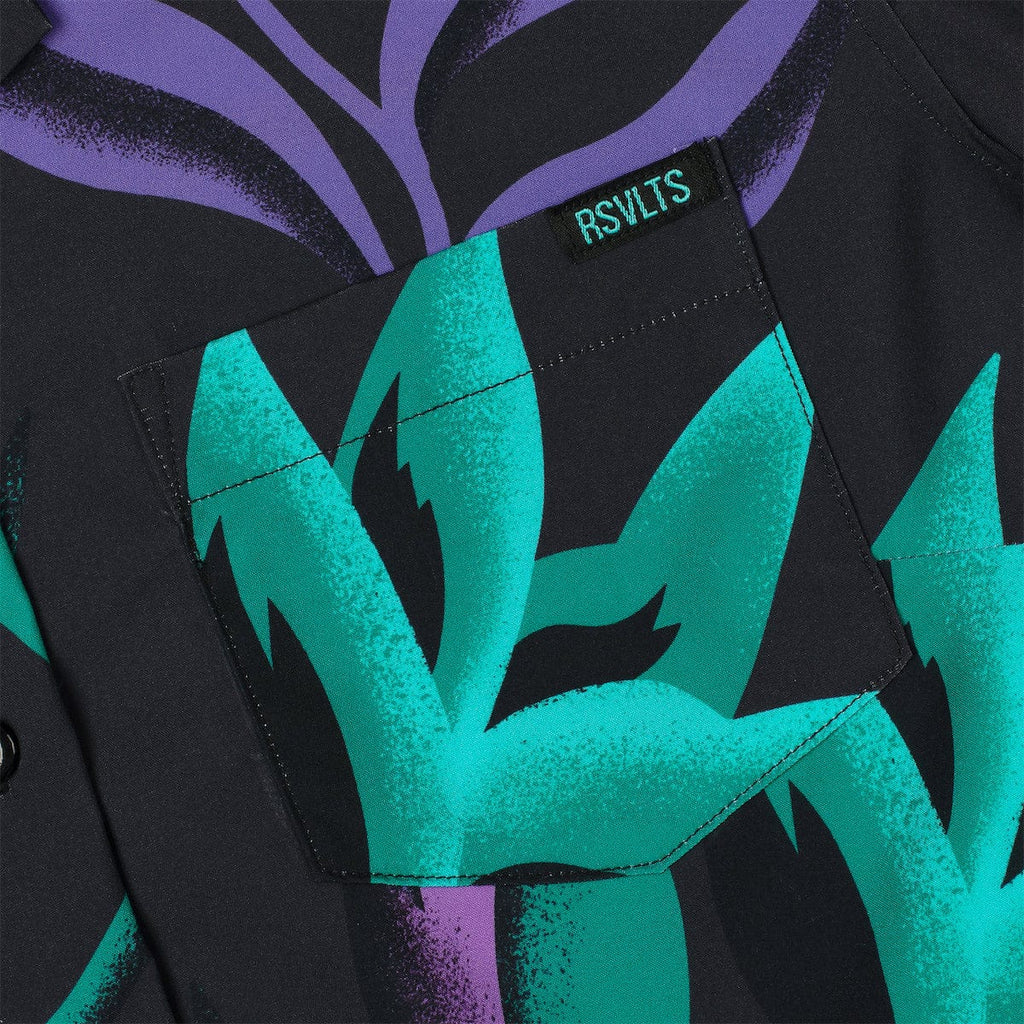 RSVLTS Midnight Oasis Women's KUNUFLEX Short Sleeve Shirt in Black — detail 6