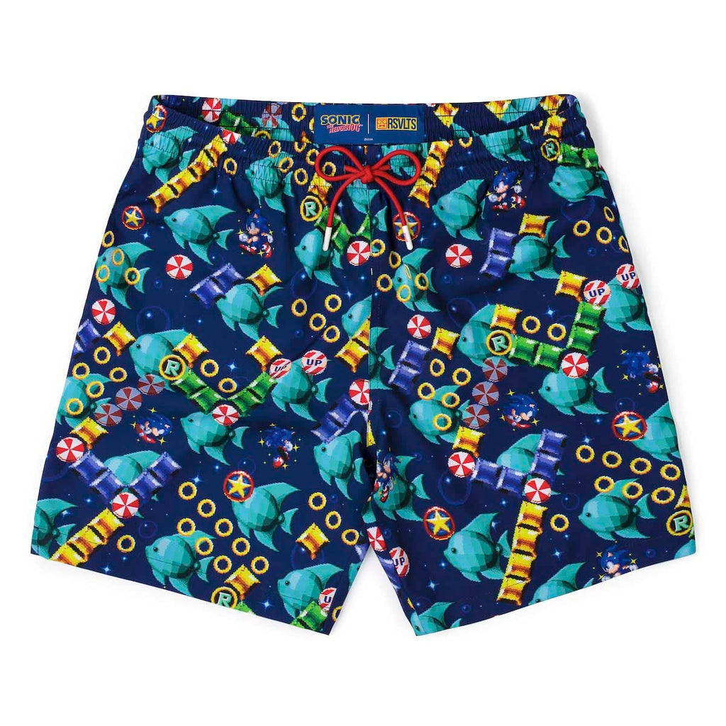 RSVLTS Spinning Maze Mayhem Hybrid Shorts in Blue — front view
