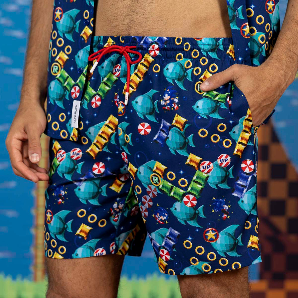 RSVLTS Spinning Maze Mayhem Hybrid Shorts in Blue — detail 3