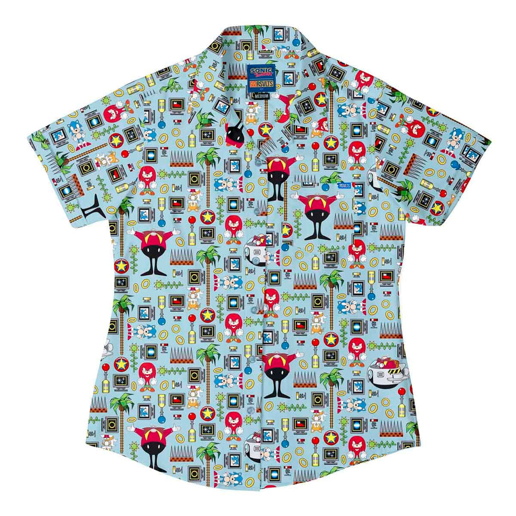 RSVLTS Sonic Essentials Women's KUNUFLEX Short Sleeve Shirt in Multicolor — front view