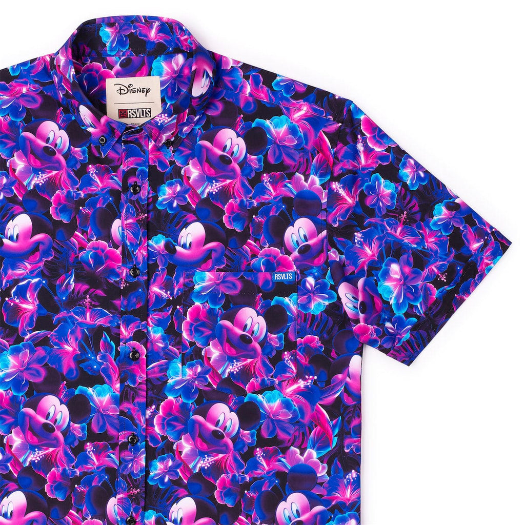RSVLTS Neon Petal Pal KUNUFLEX Short Sleeve Shirt in Purple — front view
