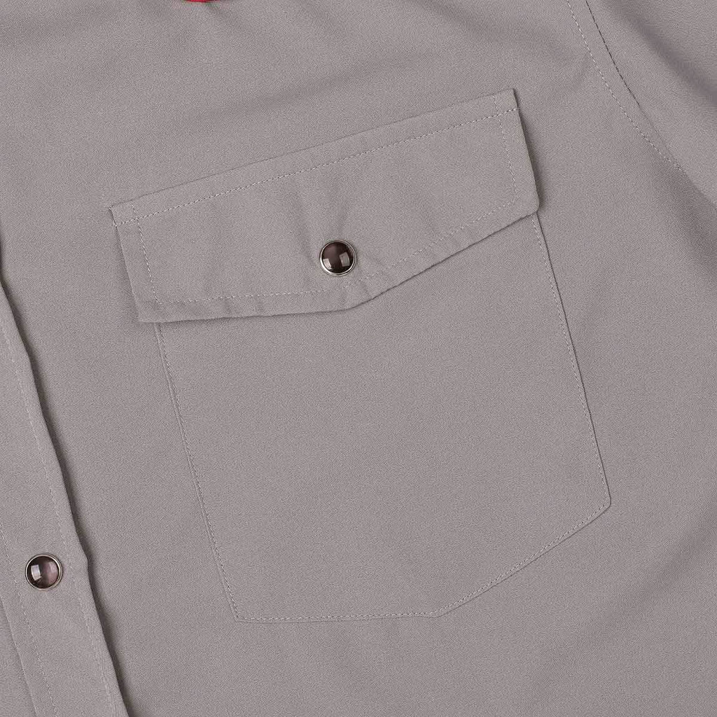 RSVLTS Love, Peace & Taco Grease Roper Short Sleeve Shirt in Gray — detail 8