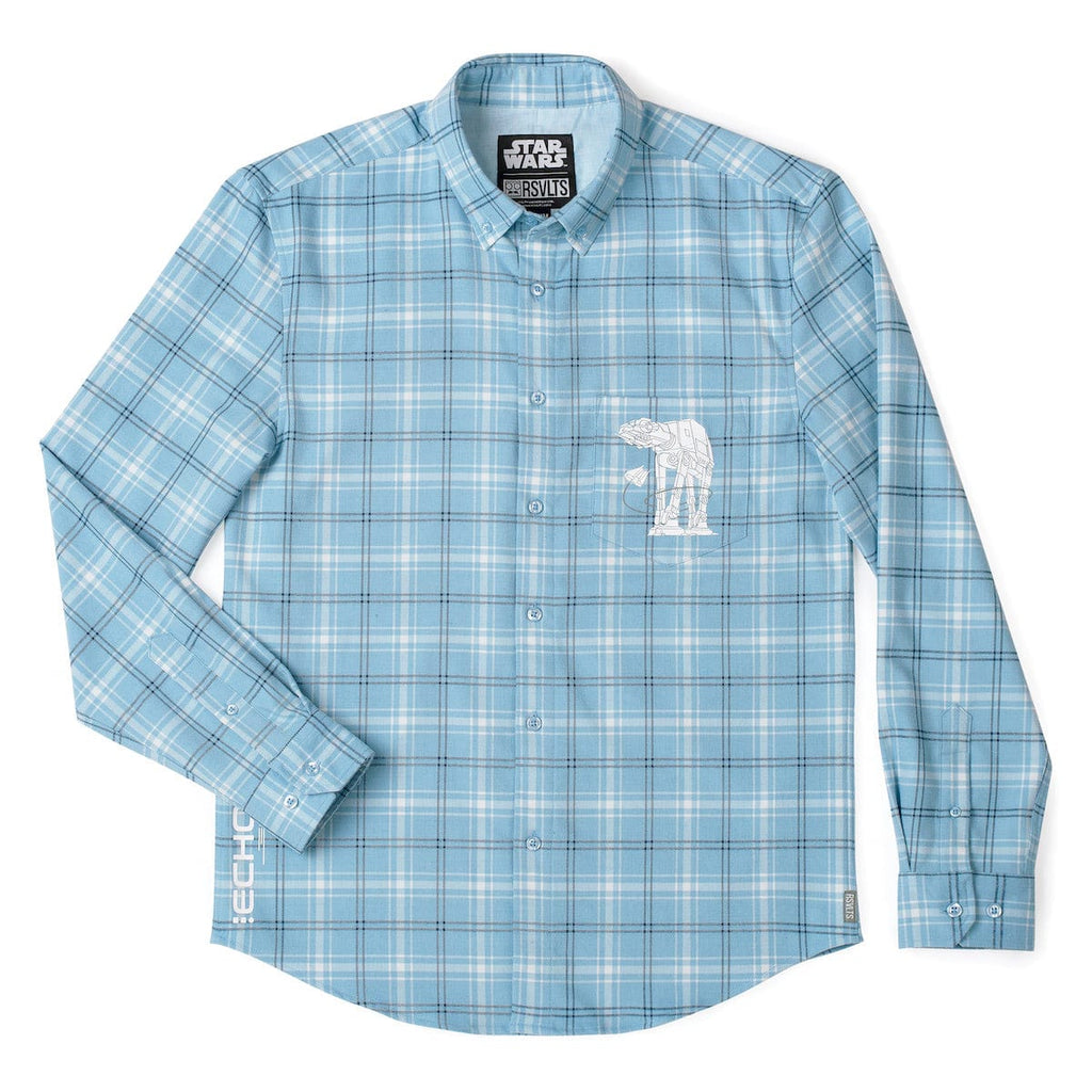RSVLTS Battle of Hoth BorlandFlex Long Sleeve Flannel in Blue — front view