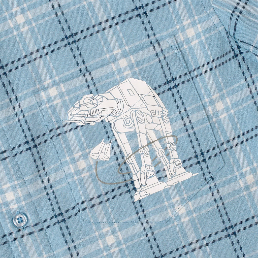RSVLTS Battle of Hoth BorlandFlex Long Sleeve Flannel in Blue — detail 5