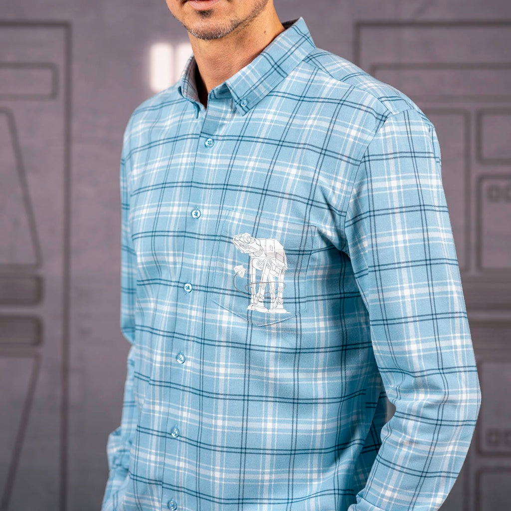 RSVLTS Battle of Hoth BorlandFlex Long Sleeve Flannel in Blue — detail 4