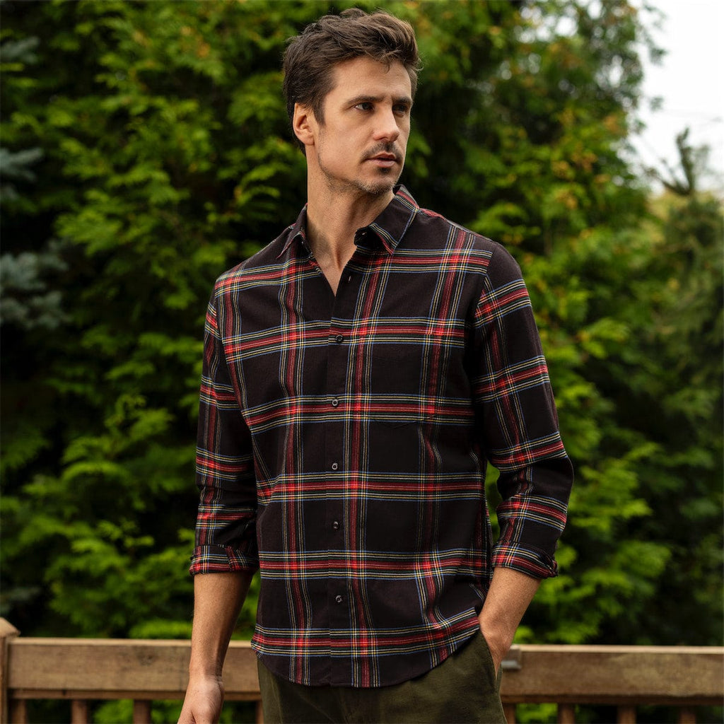 RSVLTS Jackie Flan BorlandFlex Long Sleeve Flannel in Brown — detail 4