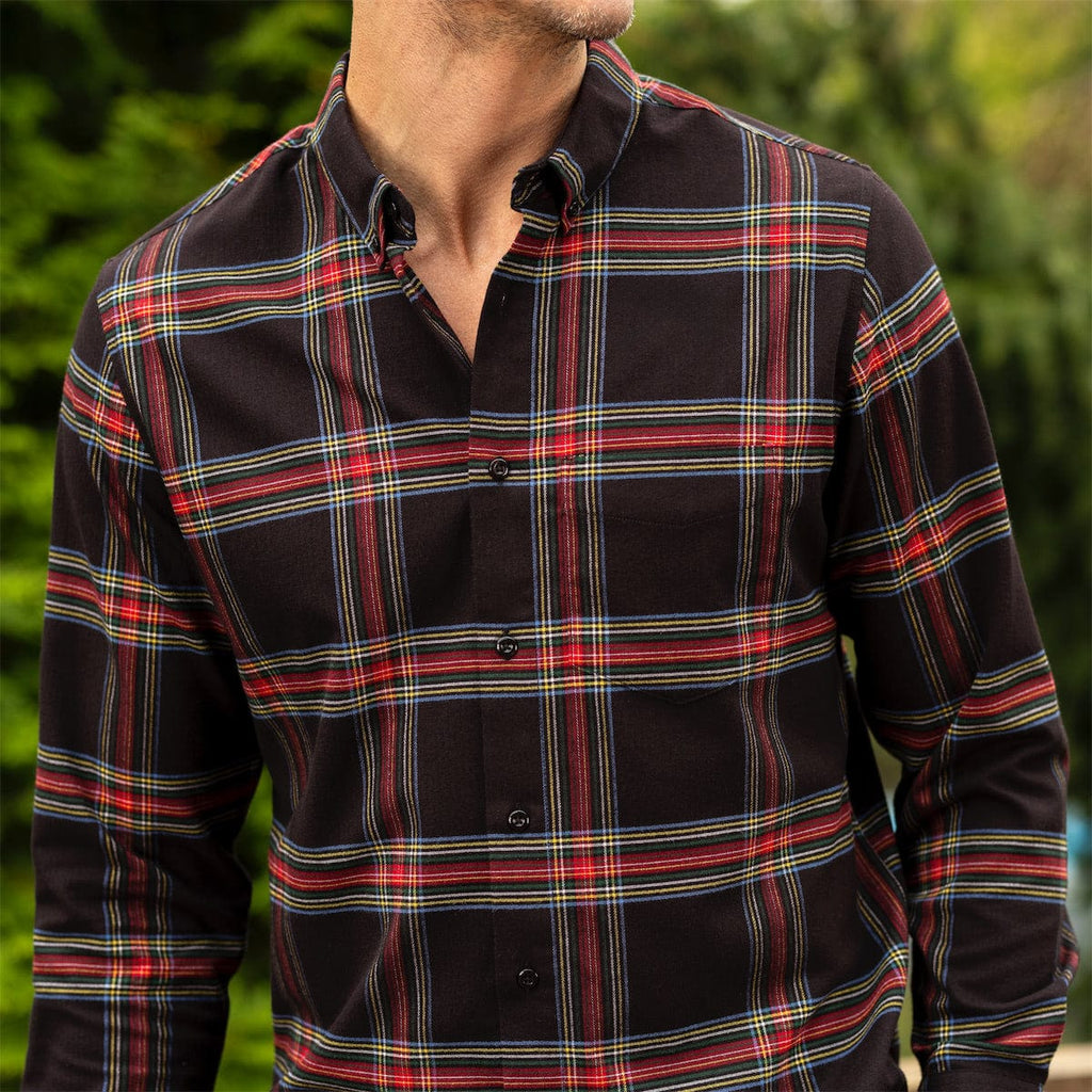 RSVLTS Jackie Flan BorlandFlex Long Sleeve Flannel in Brown — front view