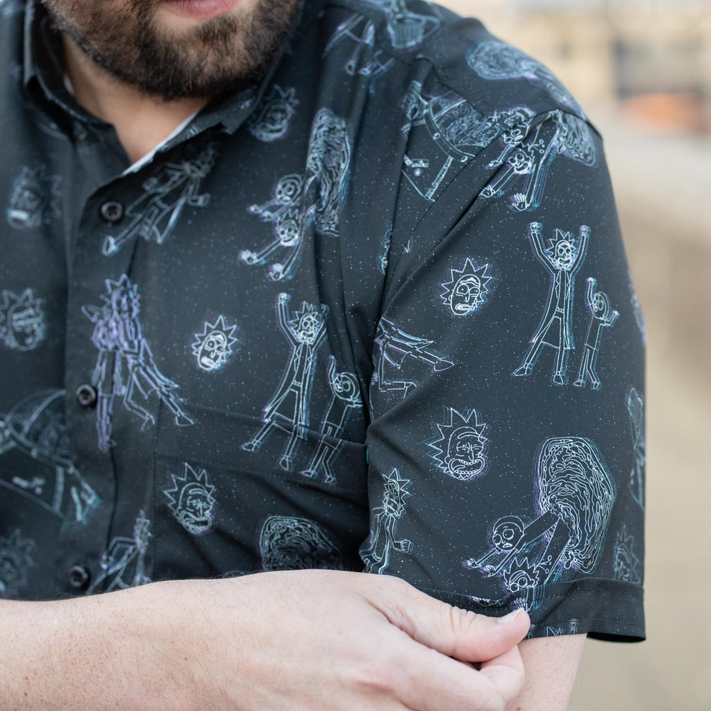 RSVLTS Holographrick KUNUFLEX Short Sleeve Shirt in Gray — detail 5