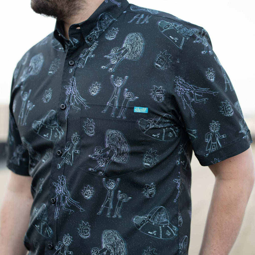 RSVLTS Holographrick KUNUFLEX Short Sleeve Shirt in Gray — detail 6
