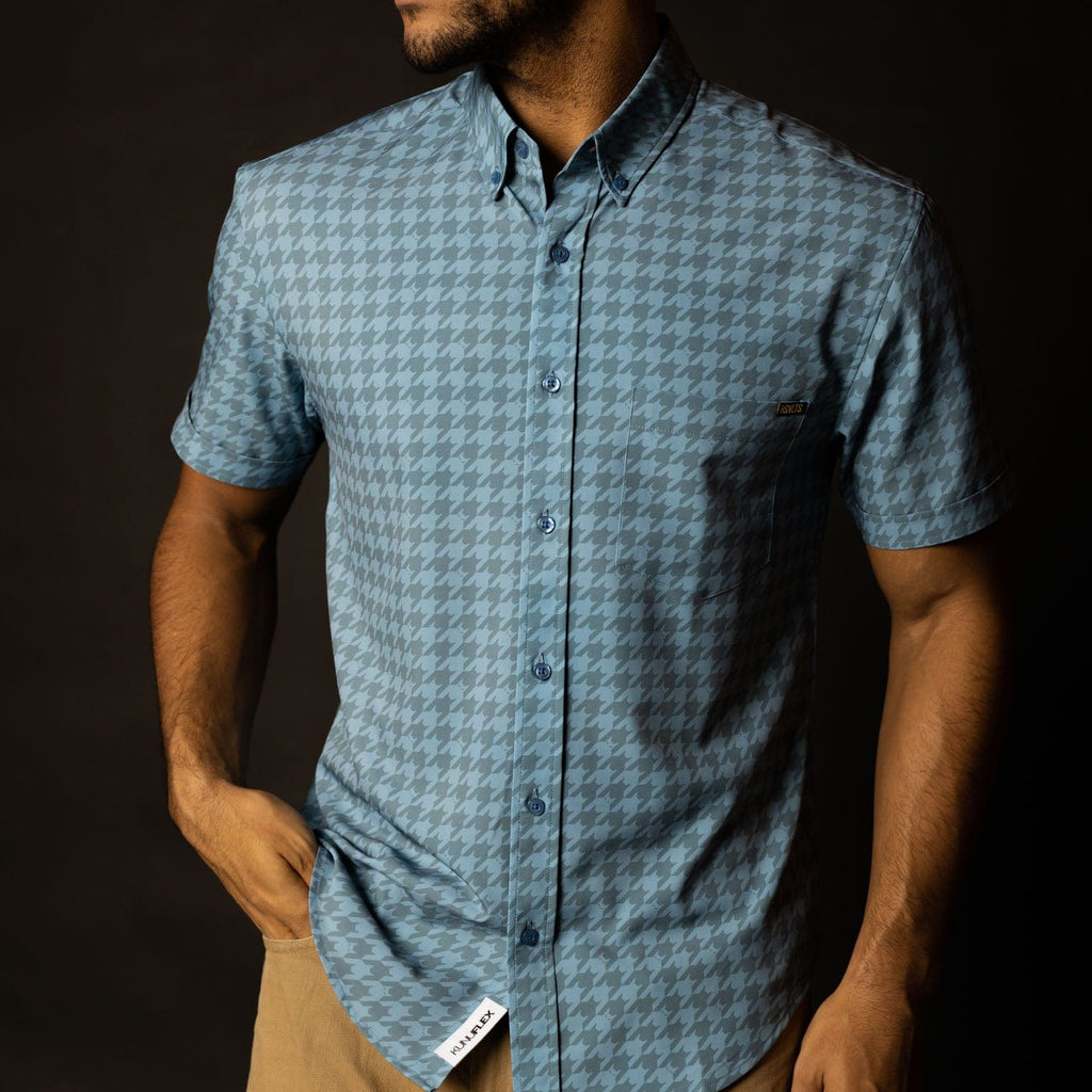 RSVLTS Batfang KUNUFLEX Short Sleeve Shirt in Blue — detail 4