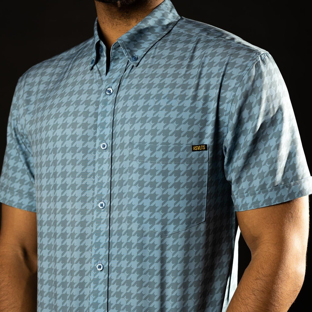 RSVLTS Batfang KUNUFLEX Short Sleeve Shirt in Blue — detail 8