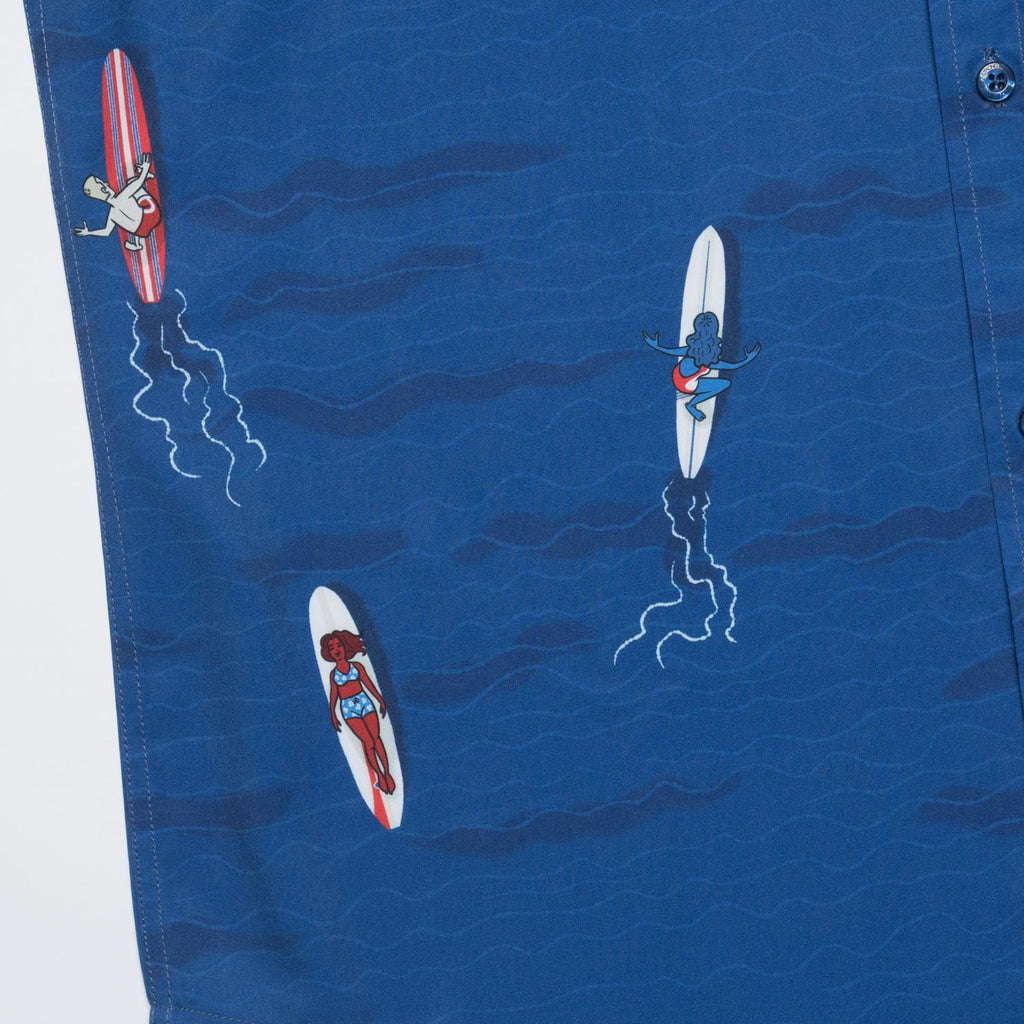 RSVLTS Pacific Coast Paddle Battle KUNUFLEX Short Sleeve Shirt in Blue — detail 4