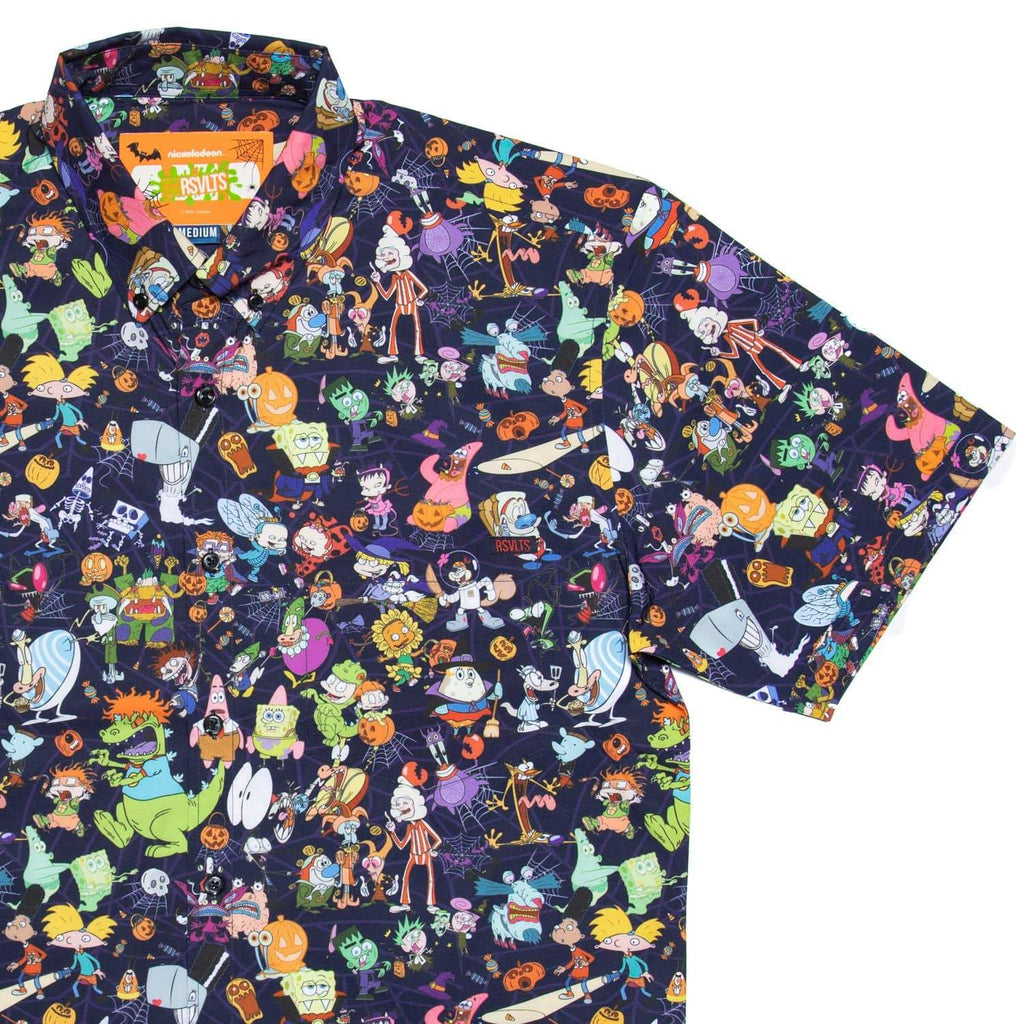 RSVLTS Spooky Mashup KUNUFLEX Short Sleeve Shirt in Purple — front view