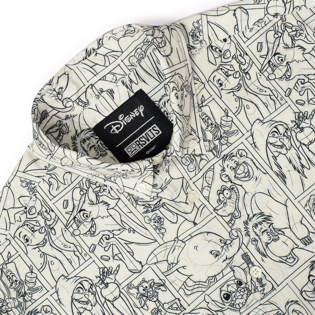 RSVLTS Drawn To Life (Sketch) KUNUFLEX Short Sleeve Shirt in White — detail 6
