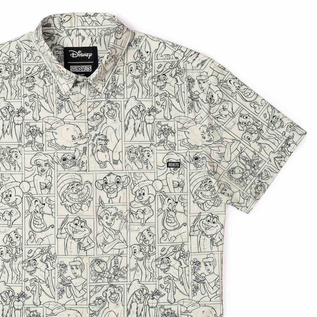 RSVLTS Drawn To Life (Sketch) KUNUFLEX Short Sleeve Shirt in White — front view