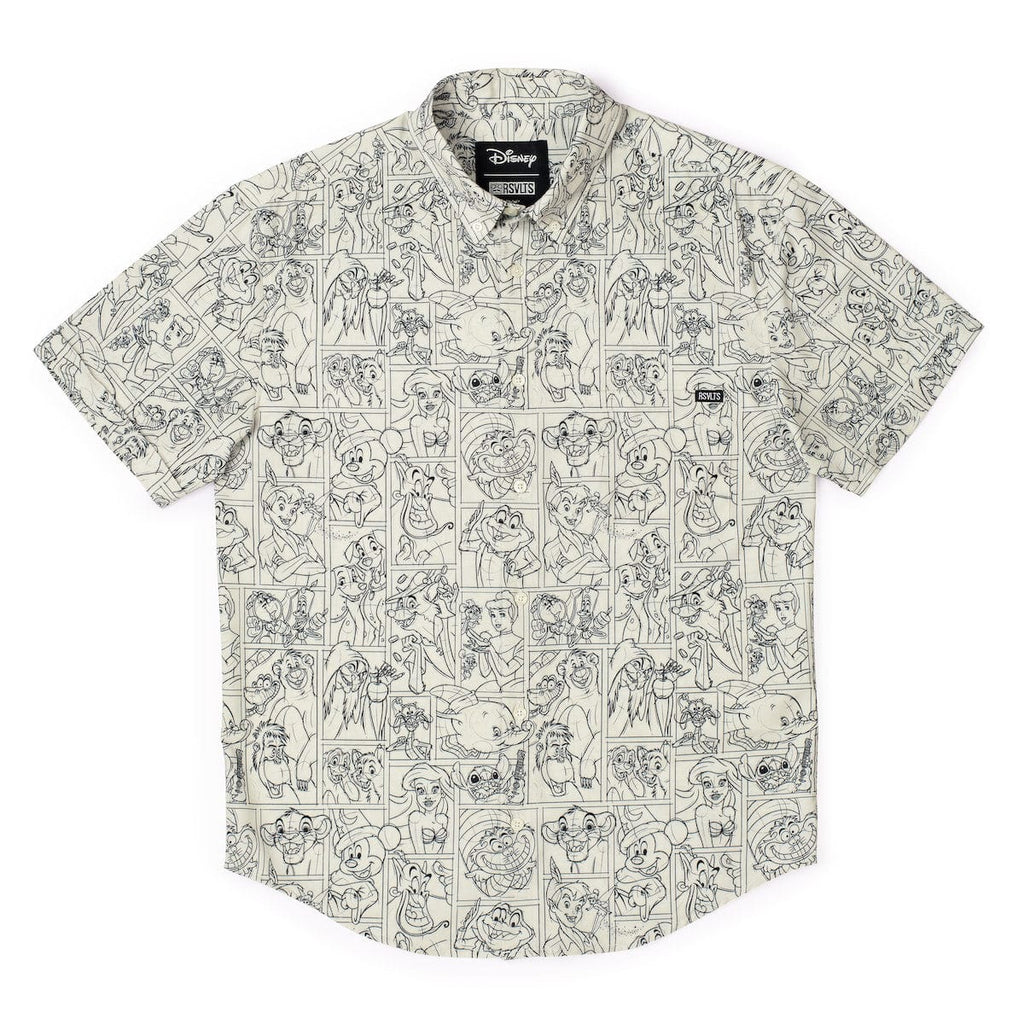 RSVLTS Drawn To Life (Sketch) KUNUFLEX Short Sleeve Shirt in White — detail 4