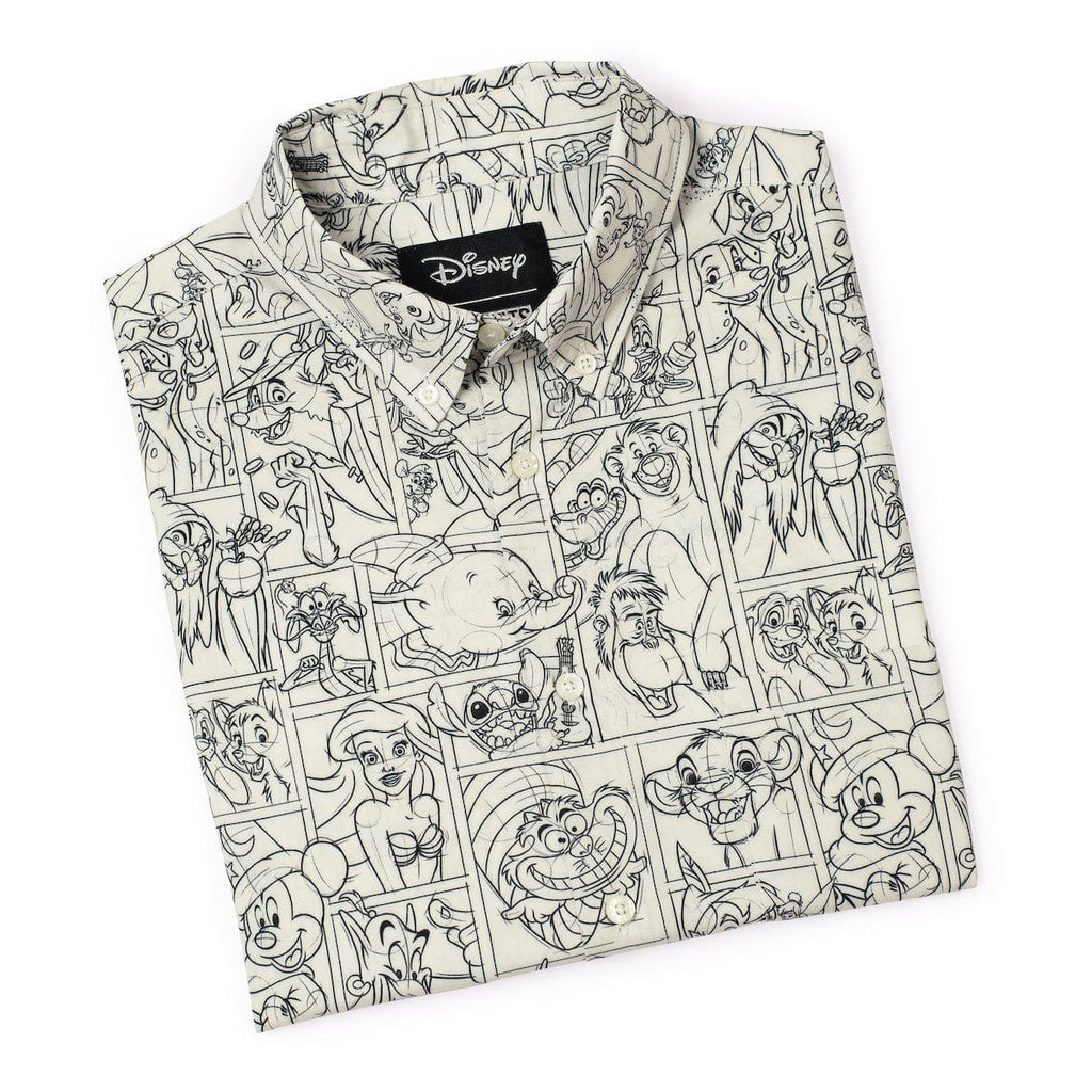 RSVLTS Drawn To Life (Sketch) KUNUFLEX Short Sleeve Shirt in White — detail 9