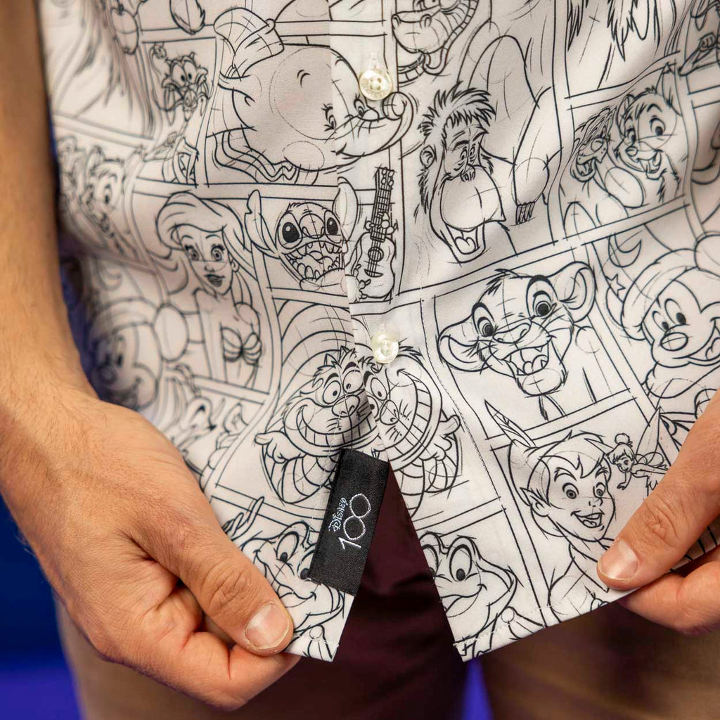 RSVLTS Drawn To Life (Sketch) KUNUFLEX Short Sleeve Shirt in White — detail 7