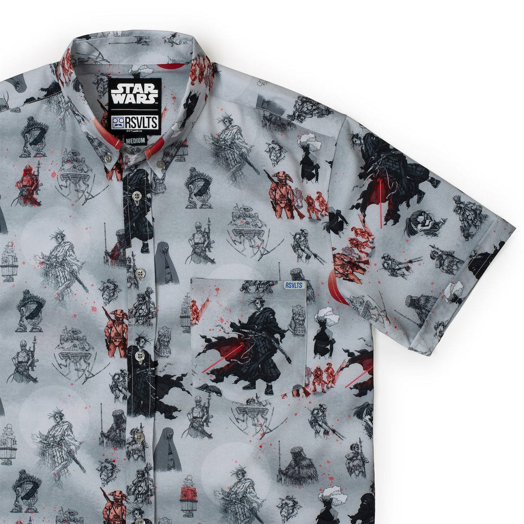 RSVLTS The Duel KUNUFLEX Short Sleeve Shirt in Gray — front view