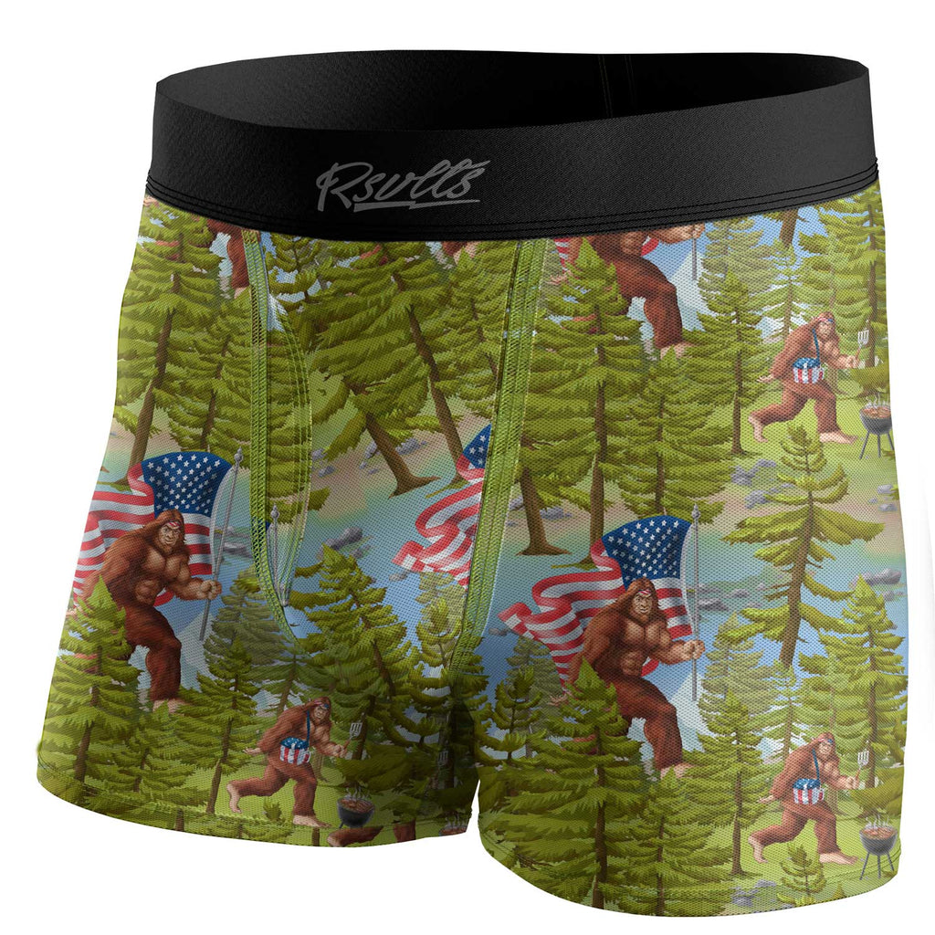 RSVLTS Smells Like Bigfoot’s Hot Dog Single-Pack Boxer Briefs in Green — front view
