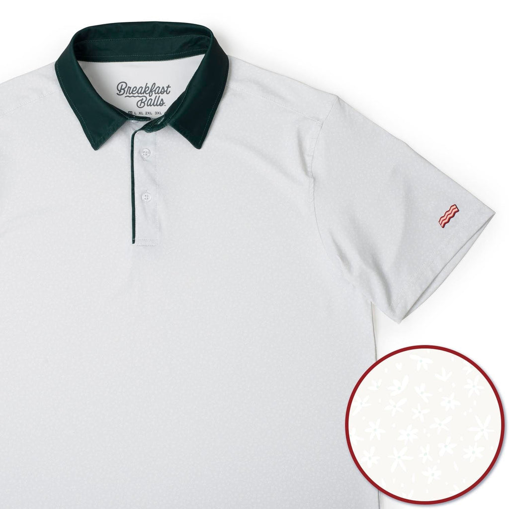 RSVLTS Tiny Florals All-Day Polo in White — front view