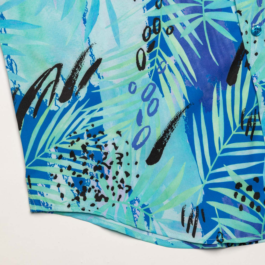 RSVLTS Aqua de Agua KUNUFLEX Short Sleeve Shirt in Blue — detail 4