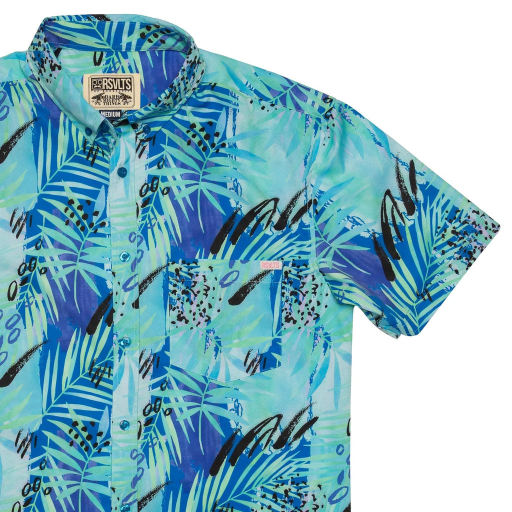 RSVLTS Aqua de Agua KUNUFLEX Short Sleeve Shirt in Blue — front view