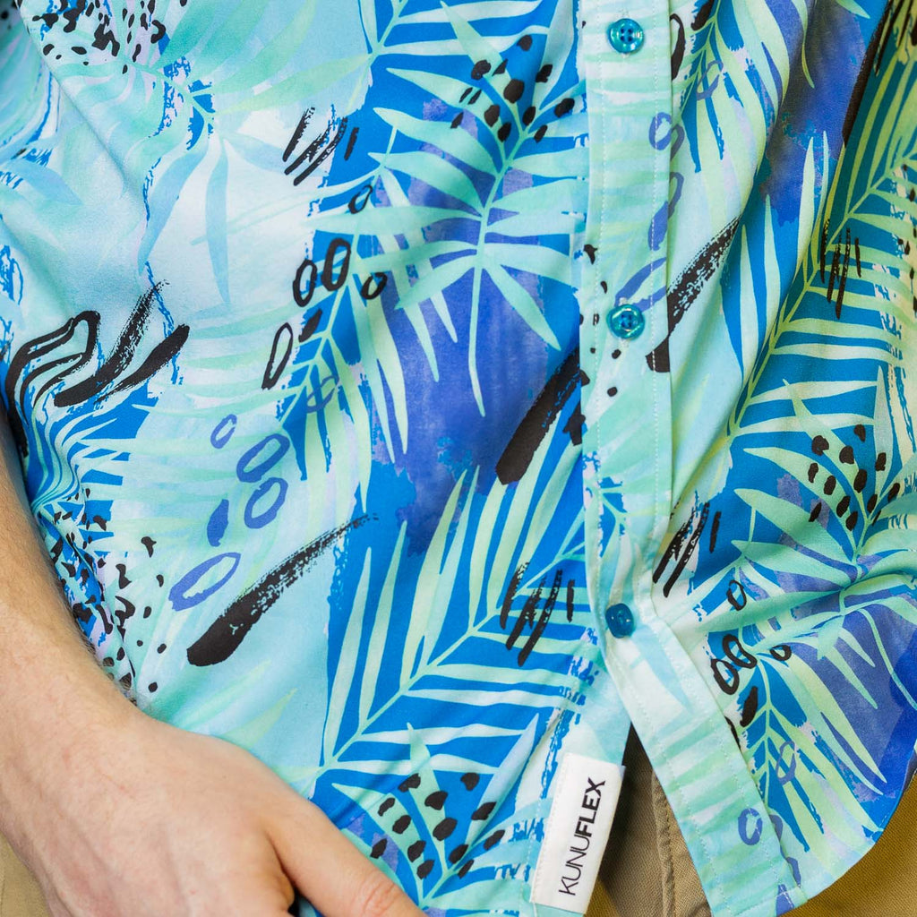 RSVLTS Aqua de Agua KUNUFLEX Short Sleeve Shirt in Blue — detail 3